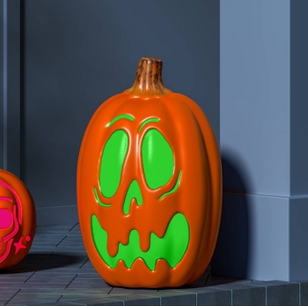 New 16" Lit Pumpkin Scared Jack Halloween Decorative Prop with Timer - Hyde and